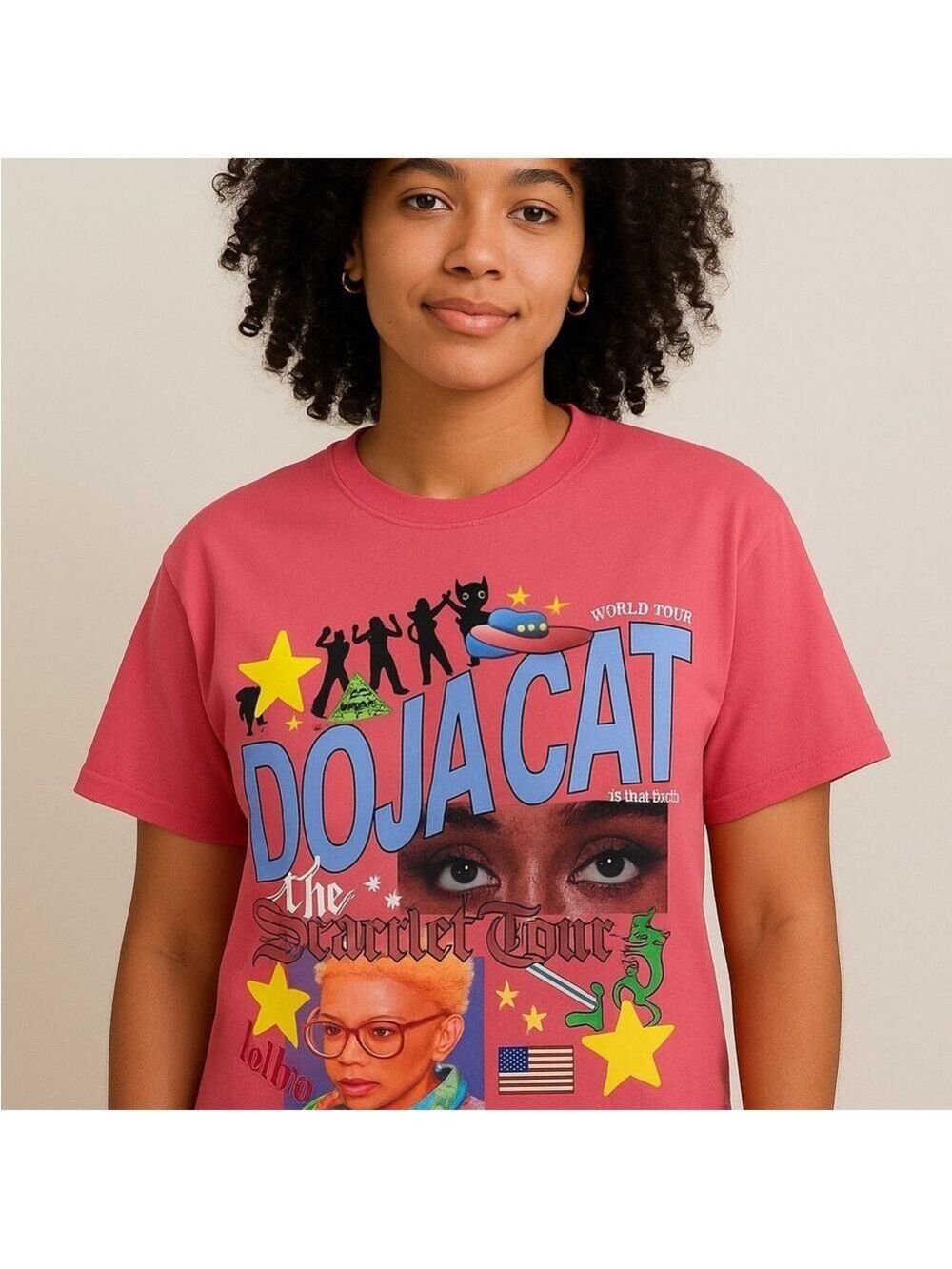 Official Doja Cat "The Scarlet Tour" Tee - Unisex Adult Pink Tee